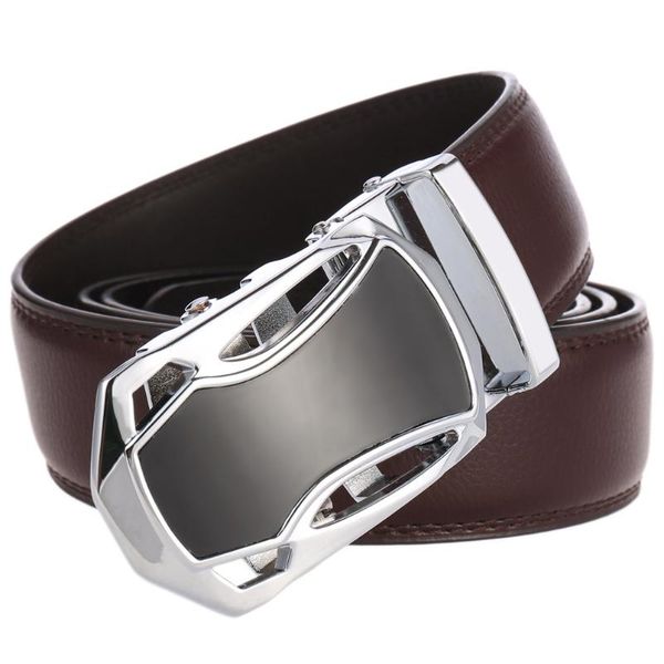 

110-200cm brand fashion automatic buckle black brown genuine leather waist belt cow belts for men 3.5cm width plus 180cm