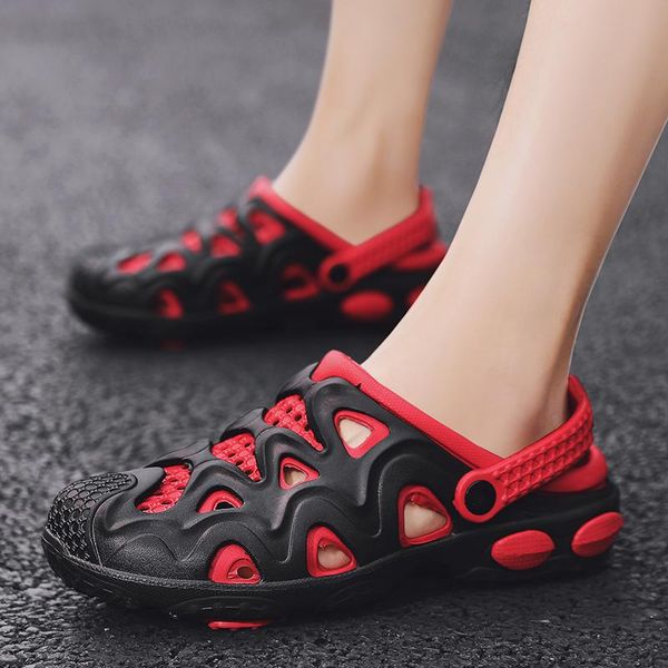 

slippers summer red selling hole shoes men breathable indoor fashion garden beach flats casual pantuflas, Black