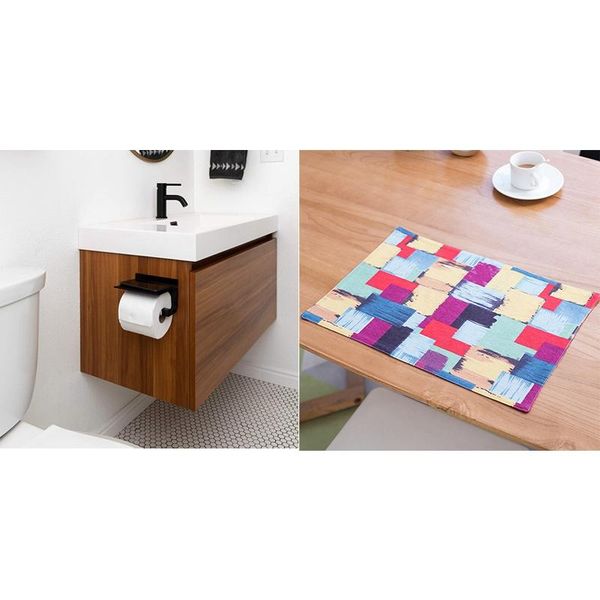 

mats & pads 1x toilet paper holder minimalist bathroom stand 4 pcs abstract pattern placemat coasters cup dish glass table mat retail