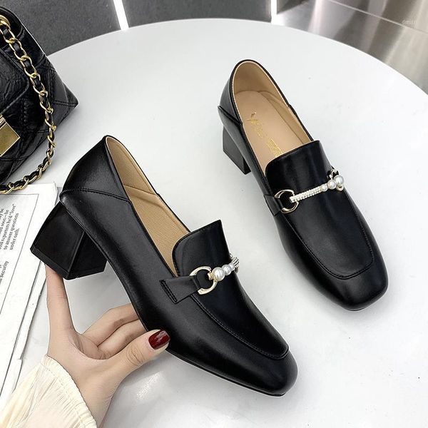 

dress shoes fashion women woman high heel pumps oxfords slip on pearl crystal party platform round toe dance, Black