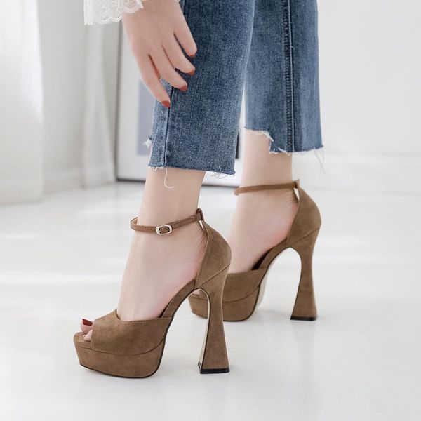 

yellow sandals black suede high heel women platform shoes fashion heels ladies 13cm sandal summer party
