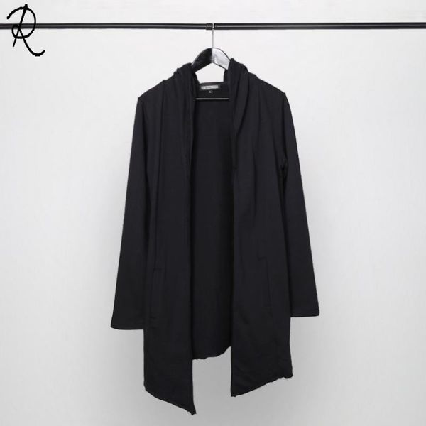 

hoodie man slim mid-length cardigan, black cape cloak jacket men's jackets, Black;brown