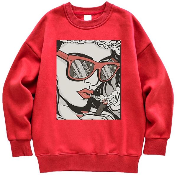 

women's hoodies & sweatshirts beauty is spitting white smoke sweatshirt female autumn fleece streetwear pattern loose hoodie street cre, Black
