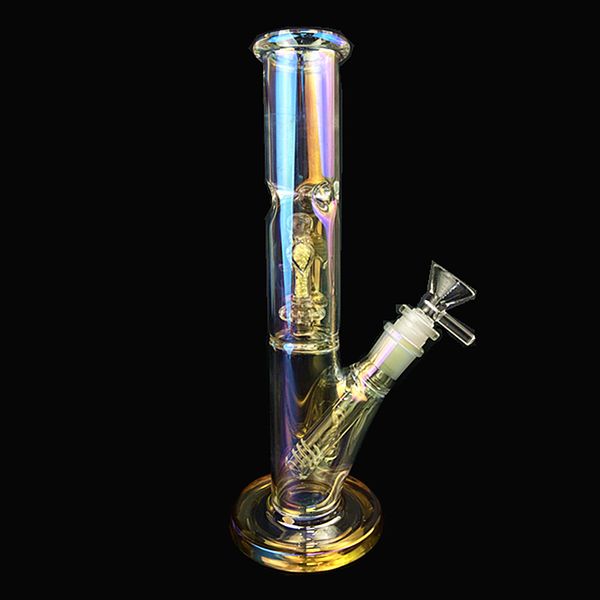 Bong in vetro per acqua Narghilè Pipa da fumo Recycler Bubbler 10,24 pollici Design colorato Bagliore nel buio Filtro Becher Narghilè Bong