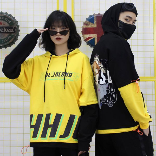 

2021 spring and autumn casual men's hoodies hip-hop letters hooded pullover hoodies, Black