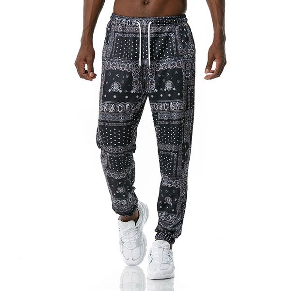 

luxury royal men joggers sweatpant 3d floral print trousers jogging pants men casual hip hop streetwear sports trousers male xxl1, Black