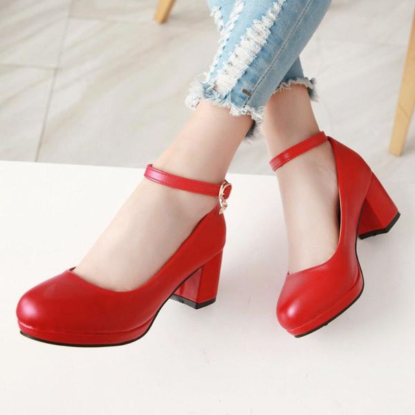 

dress shoes doratasia 2021 square heels big size 43 women elegant ankle-strap office lady pumps woman, Black