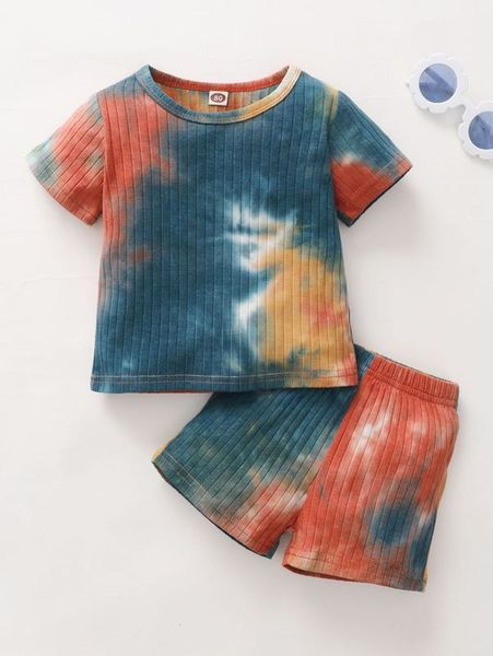 

baby tie dye rib knit tee & shorts she01, White