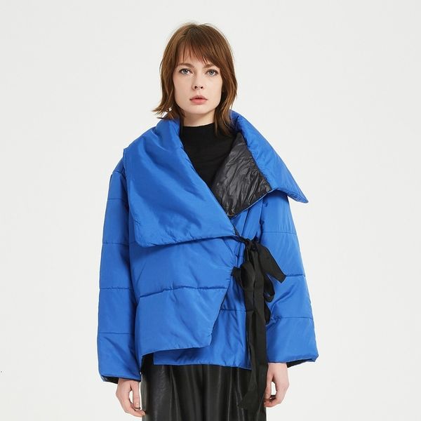 

2021 new autumn and winter jacket, solid color, loose, slim, design, lapel, feel, lace cotton jacket b8yc, Black