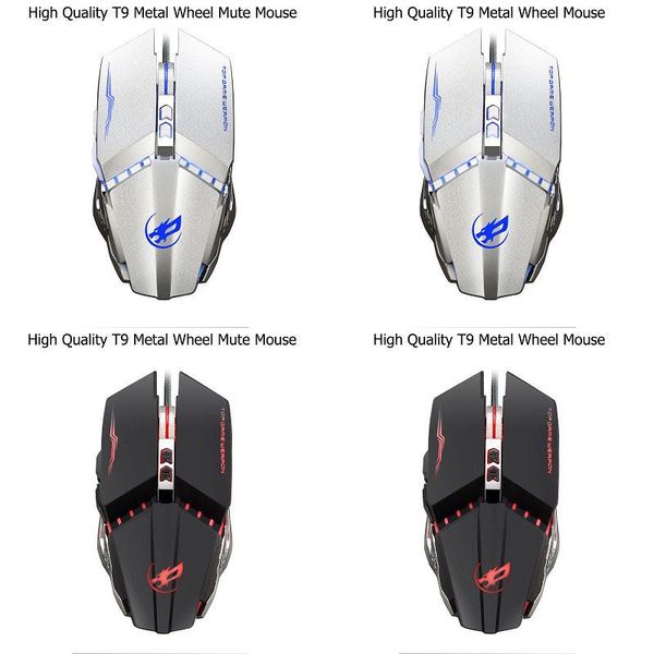 

upgrade t9 game mouse wired gaming 8 key 3200 dpi led optical usb computer gamer mice silent for pc