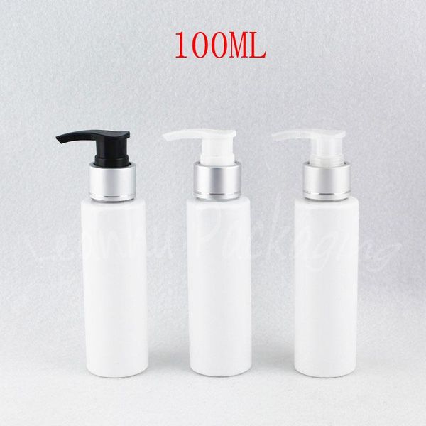 

storage bottles & jars 100ml white flat shoulder plastic bottle , 100cc shampoo / lotion packaging empty cosmetic container ( 43 pc/lot )