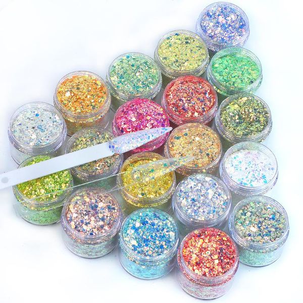 

nail glitter 10g gold silver chameleon laser flash powder mixed color chrome paint decorative art accessories, Silver;gold