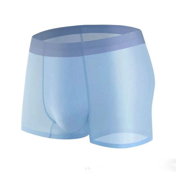 Unterhosen Sommer Eis Seide Männer Unterwäsche Nahtlose Transparente Boxershorts Ultra Dünne Sheer Atmungsaktive Bequeme Herren Höschen