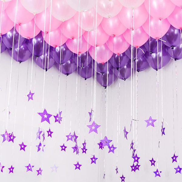 

100pcs bling shiny star paperboard cards balloons pendant ribbon wedding balloon decoration party ballon accessiories supplies