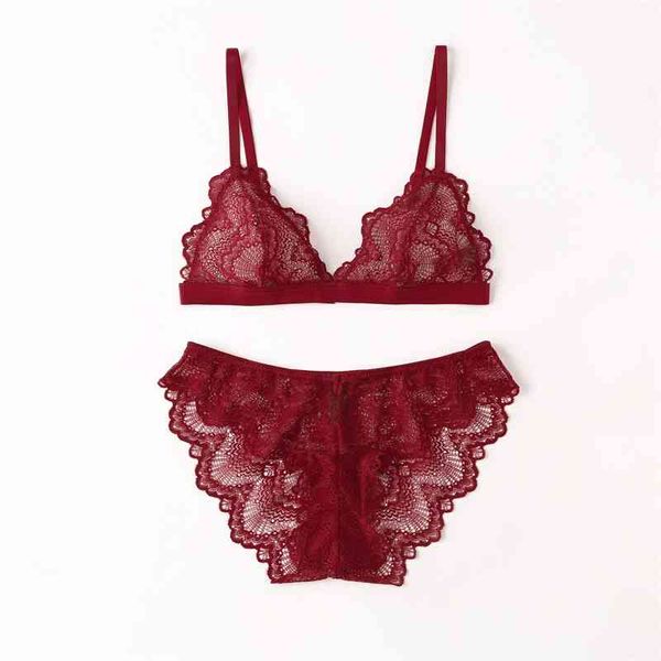 

lace big show small thin triangle cup french no steel ring flat chest underwear suit, Black;white