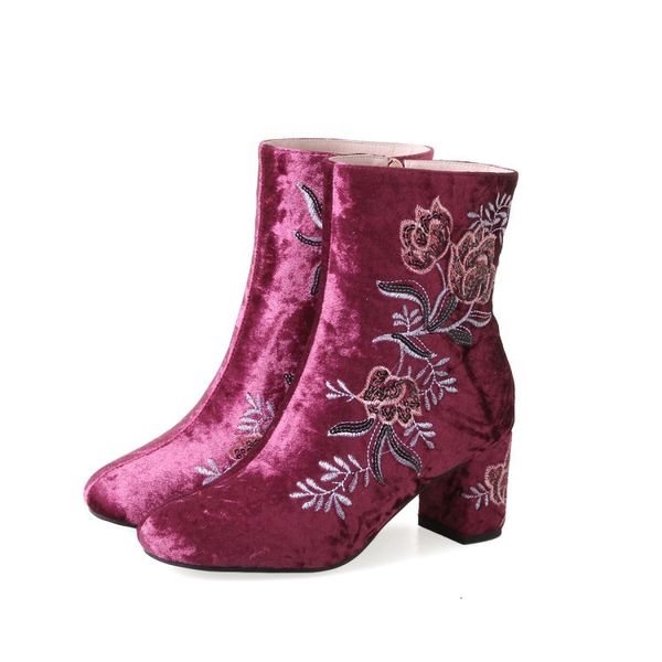 

boots olomm fashion female winter boots with a square ankle high heels, toe beige gray toe, red wine, office shoes size eua 4-10.5 b8gc, Black