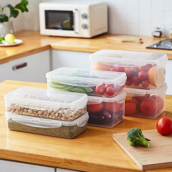 

storage bottles & jars transparent large capacity fresh-keeping box plastic food sealed square refrigerated vegetable and fruit refrigerator