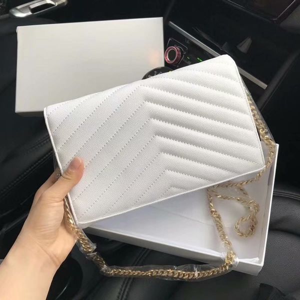 

2021 women luxury designer shoulder bags brand fashion purse classic genuine leather with box lambskin caviar chains texture chain flap cros
