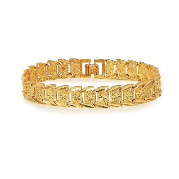 

link, chain xp jewelry -- ( 23 cm x 13 mm ) 24k gold plated embroidery frosted watch bracelet men with environmental copper, Black