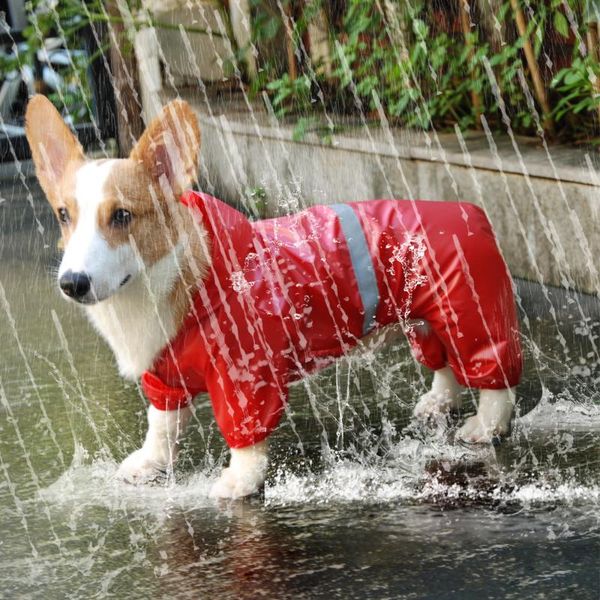 

pet dog waterproof raincoat jumpsuit reflective rain coat sunscreen outdoor clothes jacket for small supplies apparel