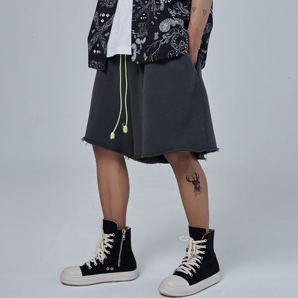 

men's shorts arnodefrance washed retro summer casual mens high street drawstring oversize track hip hop loose knee length pants b9, White;black