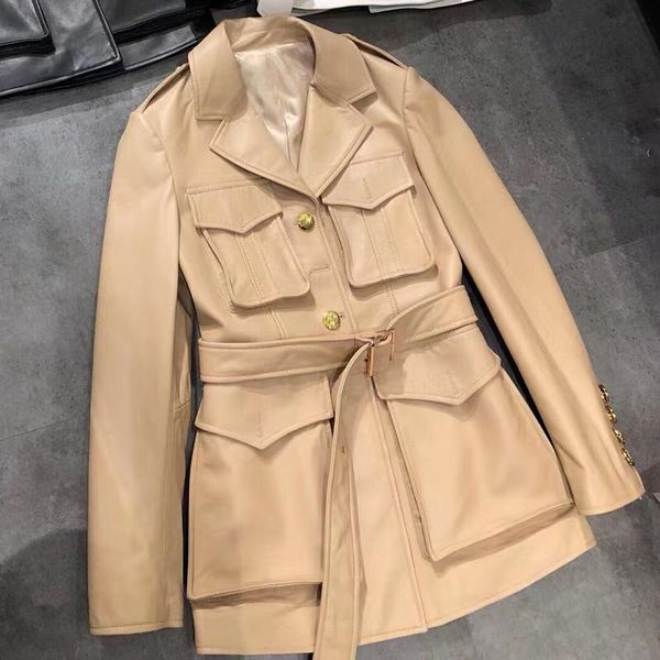 

women's leather & faux ladies real sheep jacket women genuine lambskin coat, Black