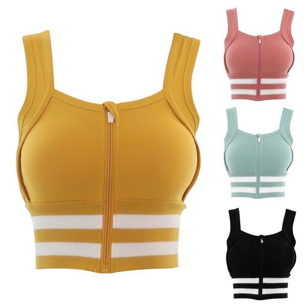 

yoga outfit women sports high impact bra push up zipper front shockproof workout brassiere fitness running gym quick dry crop vest
