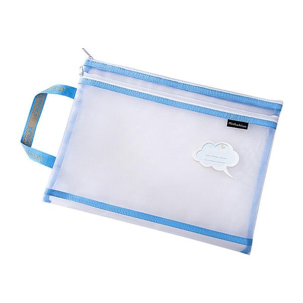 Criativo camada dupla malha transparente lápis sacos cute quadrado caneta portátil bolsa de bolsa de escola de escritório de escritório de escritório de papelaria alta capacidade