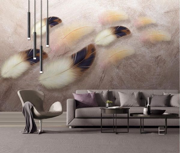 

wallpapers ainyoousem modern colorful ink feather background wall papier peint papel de parede wallpaper 3d stickers