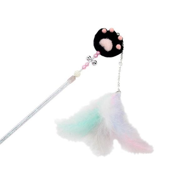 

funny handmade feather ball claw funny stick fight young pet cat toy fairy