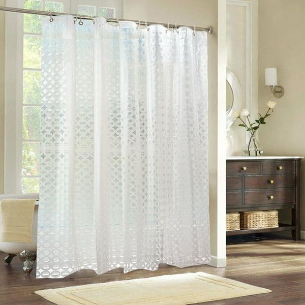 

shower curtains 180*180cm eva 3d water cube thicken semi-transparent clear waterproof luxury bath curtain with 12pcs hooks