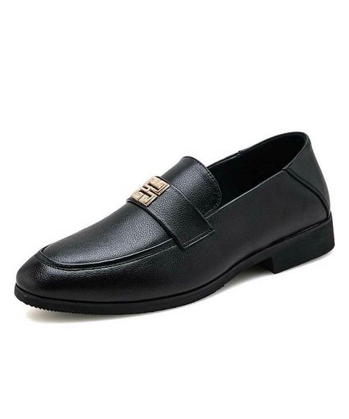 

men's high-quality pu black high-grade metal decoration classic loafers fashion trend all-match business casual 7kg021 dress shoes