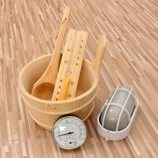 

pool & accessories factory sale steam room wooden barrel+spoon+hourglass+thermometer+lamp - 5pcs in one package