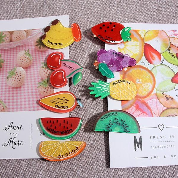 

hair clips & barrettes just feel cute fruit barrette girl kid watermelon strawberry hairpins fashion styling tool women accessories, Golden;silver