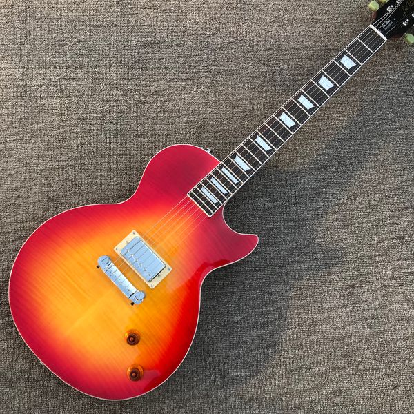 2021 Rosewood Fingerboard Guitarra Elétrica, Cherry Burst Color Maple Top, Um pedaço de pickup