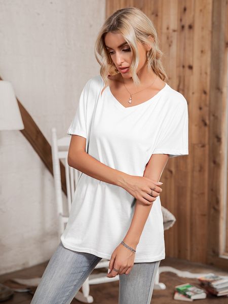 

2021 summer new women's wear round neck loose casual short sleeve t-shirt, White