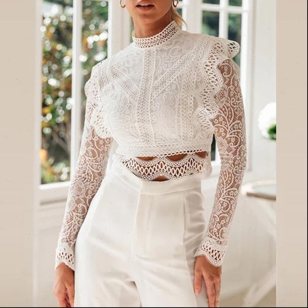 

ordiwomens shirts summer women white lace blouse short long sleeve ruffle shirt drop