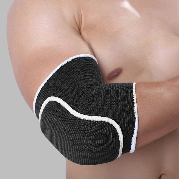 

pair elbow pad arm joint protection men women outdoor fitness workout basketball breathable elastic sportswear accessories & knee pads, Black;gray