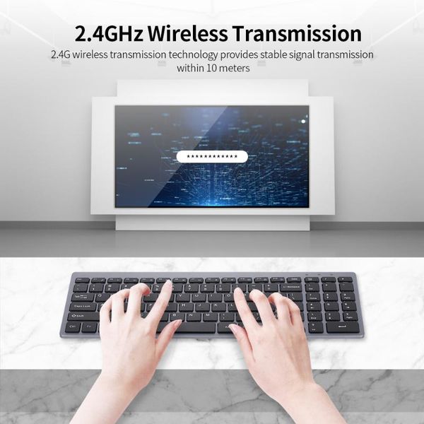 

2.4g wireless keyboard ultra-thin mute 95 keys for pc lapitalian english/german keyboards