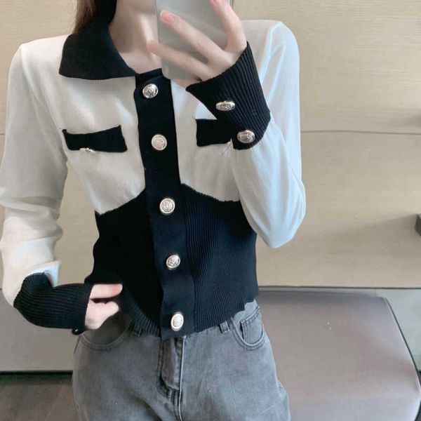 

elegant women fashion turn down collar knitted cardigans single-breasted slim hit color sweater female spring 210526, White