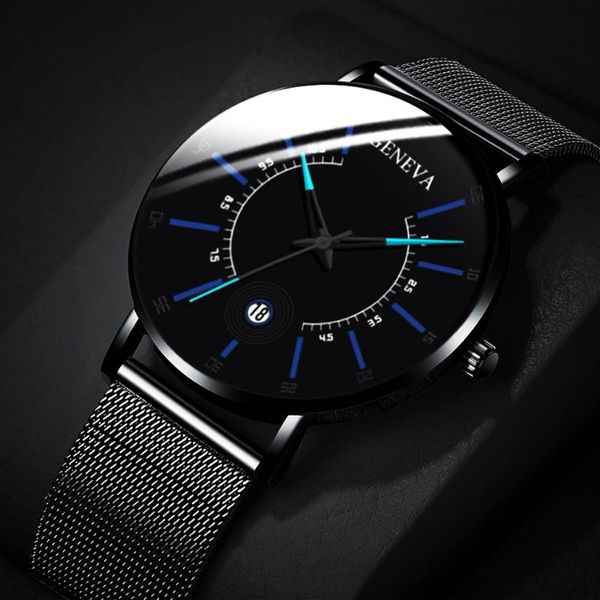

watch men business measuring cool calendar thin steel mesh band quartz male fashion clock relogio wristwatches, Slivery;brown