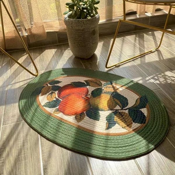 

carpets handmade woven carpet cartoon pattern european style ellipse household creative decoration kitchen toilet hygroscopic floor mat