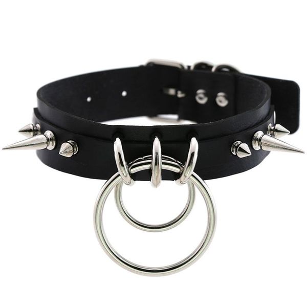 

chokers punk spiked choker for women rock collar goth fashion necklace leather studded girls harajuku gothic jewelry, Golden;silver
