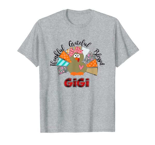 

thanksgiving thankful grateful blessed gigi turkey gigi gift t-shirt, White;black