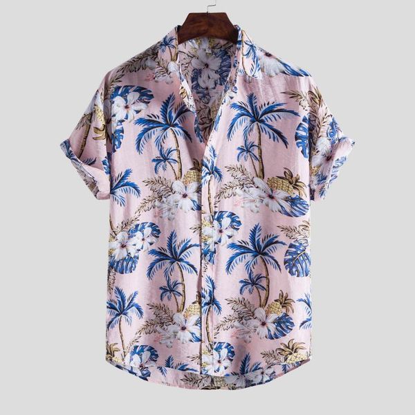 

men's casual shirts beachwear mens hawaiian summer shirt loose short sleeve buttons good quality men plus size blouse, White;black