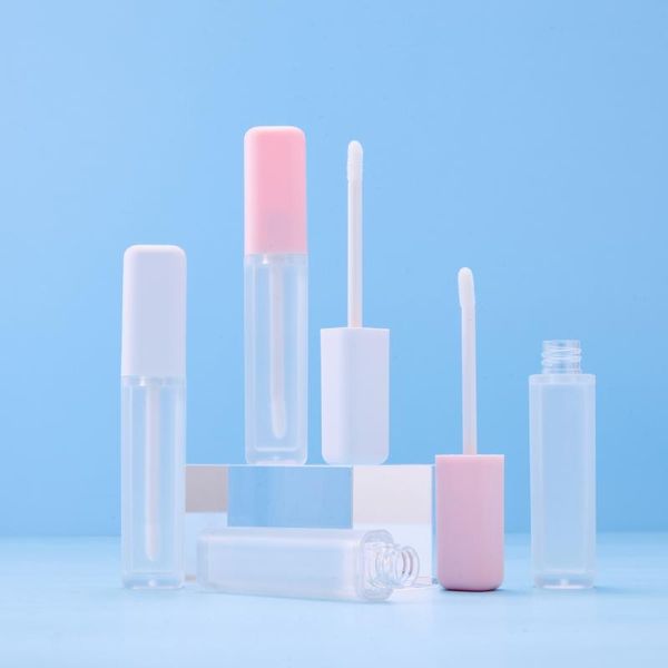 

6ml empty square matte rubber paint white pink lip gloss tube 50pcs