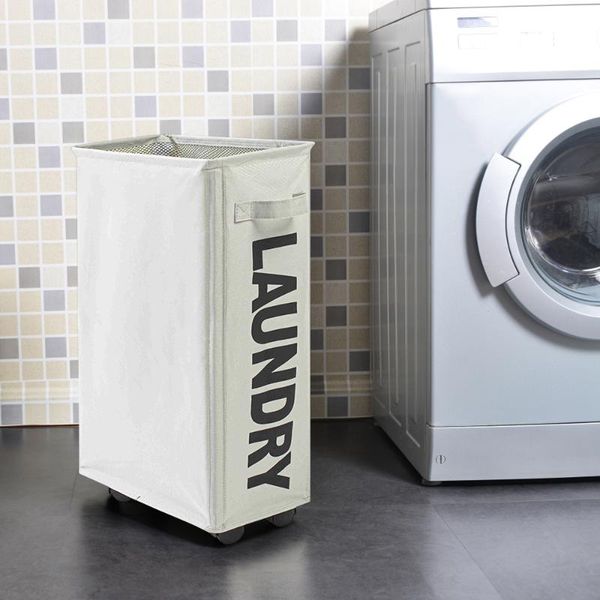 

high capacity foldable laundry basket with wheels dirty clothes storage organizer narrow washing bag & organization