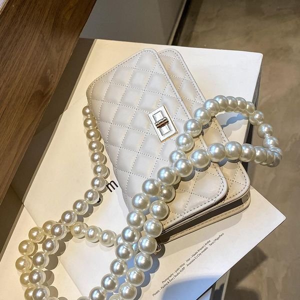 

original brand pearl chain bag female style 2021 fashion -selling messenger lingge square shoulder bags