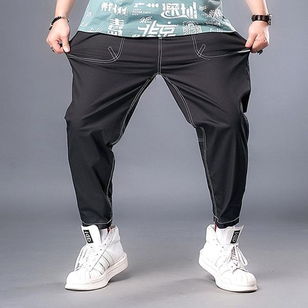 

men's pants plus size casual loose trousers patch pockets black