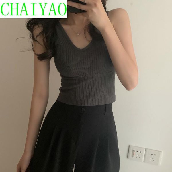 

women's tanks & camis 2021 spring and summer korean v-neck back sports suspender vest for women, White